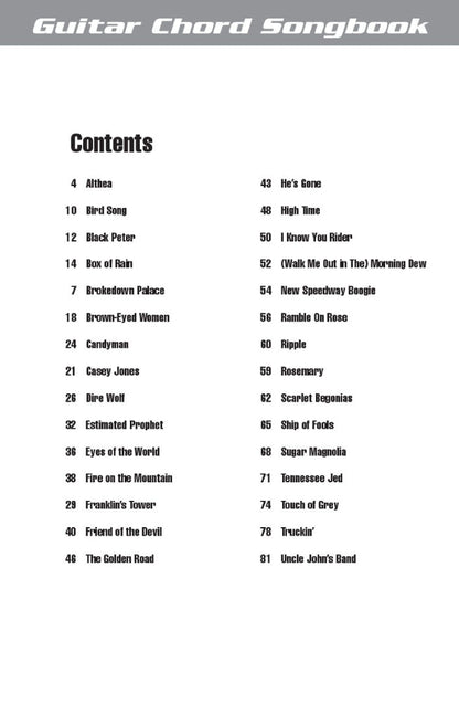 Grateful Dead Guitar Chord Songbook