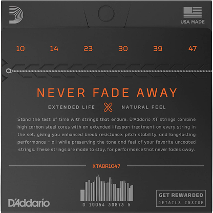 D'Addario XT 80/20 Bronze Extra Light Coated Acoustic Guitar Strings 10-47 Gauge