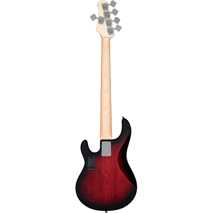 Sterling by Music Man StingRay 5 Ray5 HH 5 String Bass Guitar in Ruby Red Burst Satin