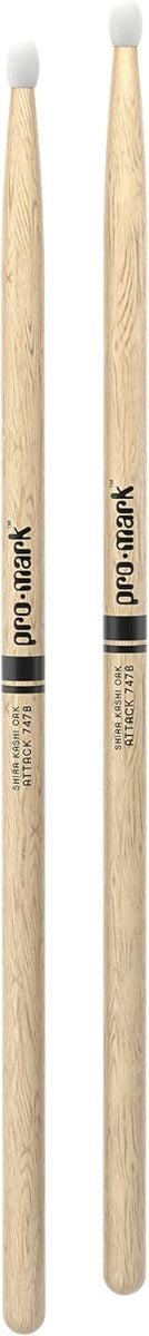 ProMark Attack 747B Lacquered Super Rock Shira Kashi Oak Nylon Tip Drumsticks