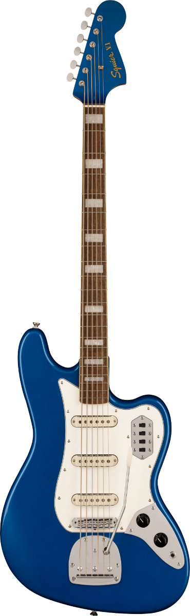 Squier FSR Classic Vibe Bass VI, Laurel Fingerboard, Parchment Pickguard, Matching Headstock in Lake Placid Blue