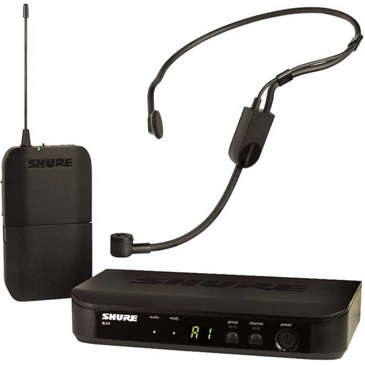 Shure Wireless Headworn Mic System BLX1 Tx; PGA31 Mic; BLX4 Rx Auto Setup 614-638MHz