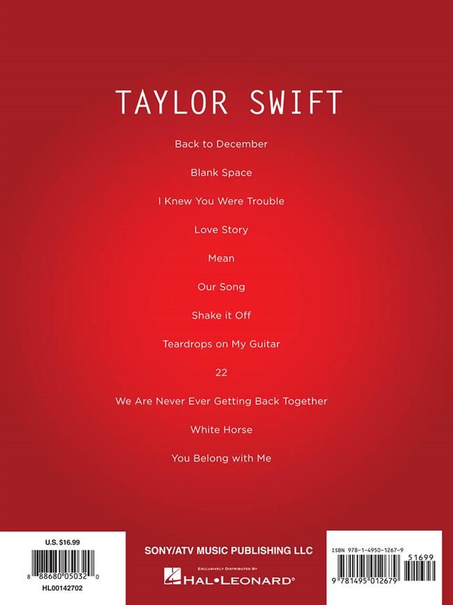Taylor Swift Original Keys For Singers P/V