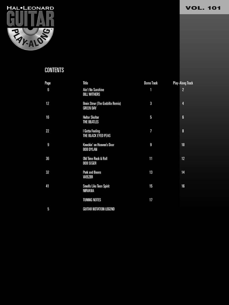 Songs for Beginners Guitar Play Along Volume 101 BK/OLA Guitar Tab