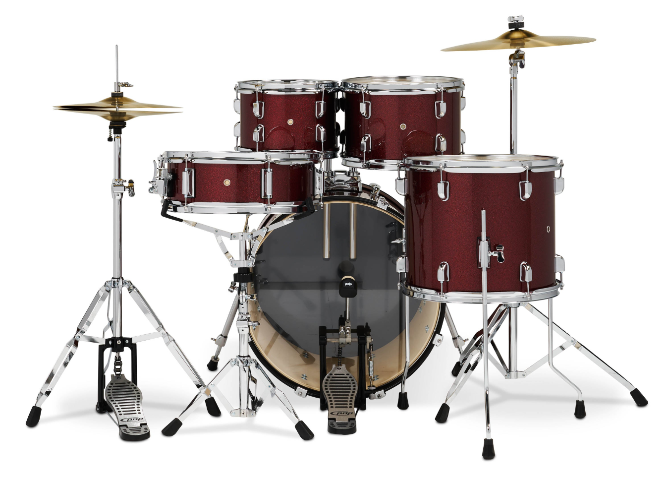 PDP Center Stage 20" 5 Piece Drum Kit in Ruby Red Sparkle