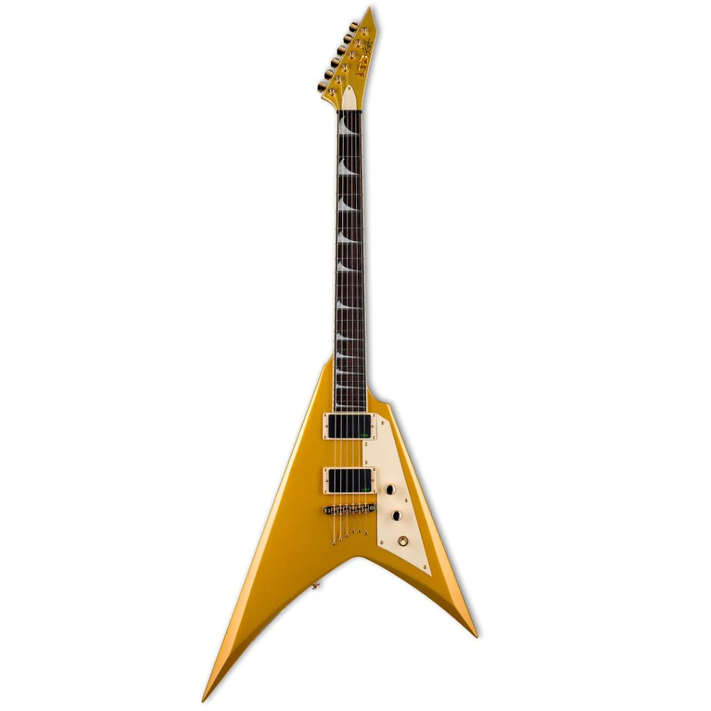 ESP LTD Kirk Hammett Signature V Electric Guitar in Metallic Gold