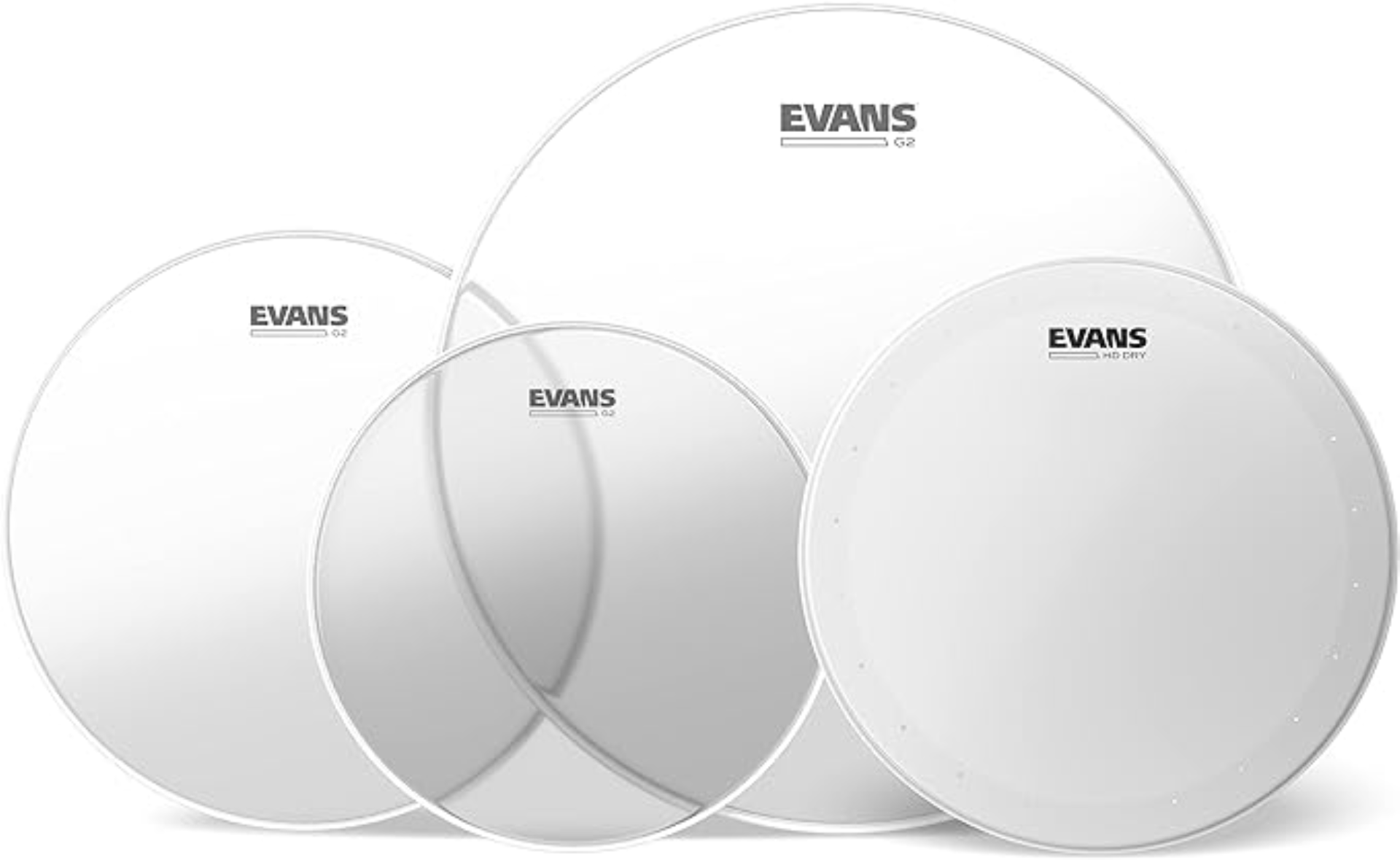 Evans G2 Clear Rock Pack 10", 12" and 16" & Evans 14" HD Dry Snare Batter