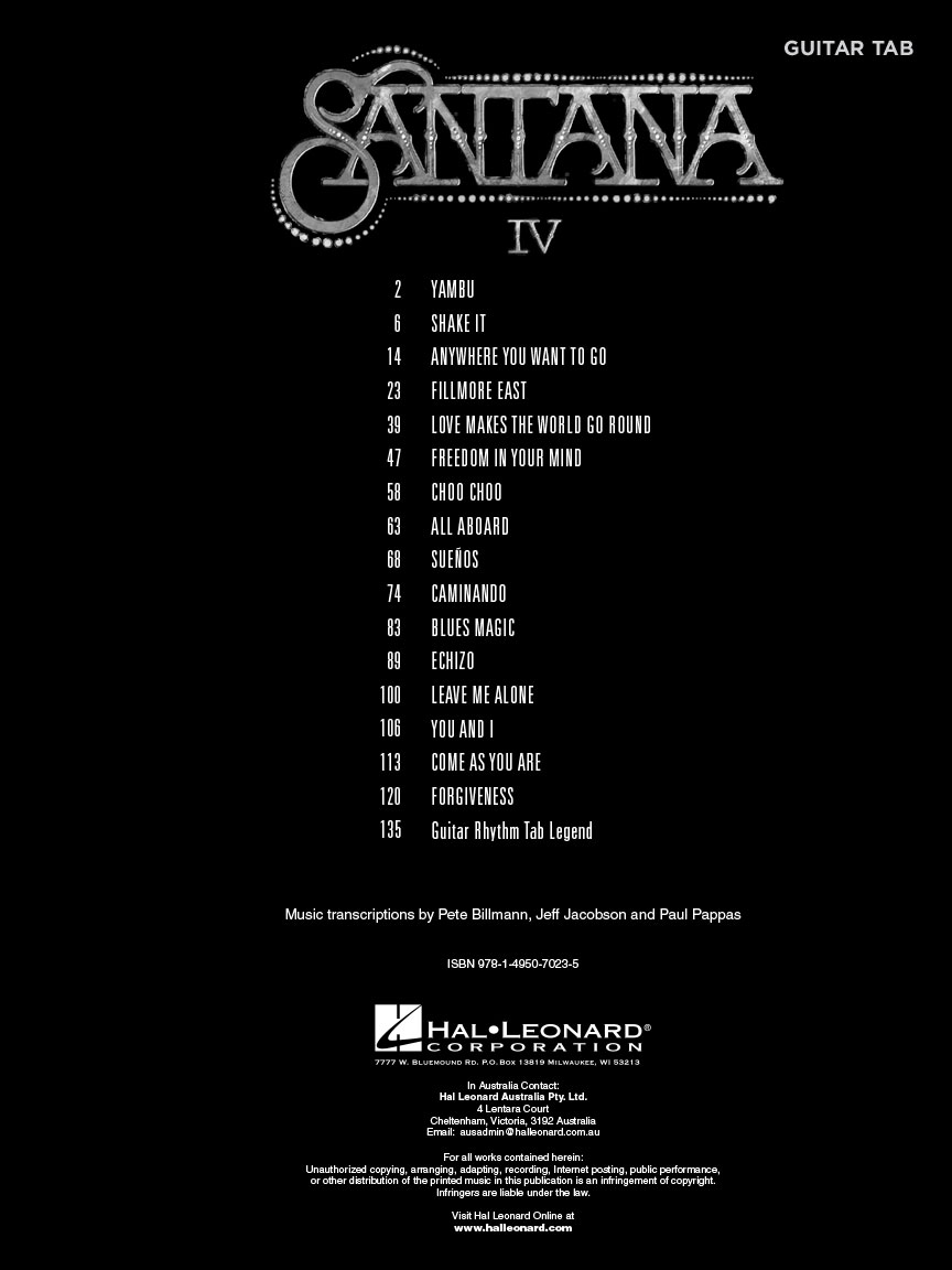 Santana IV Guitar Tab