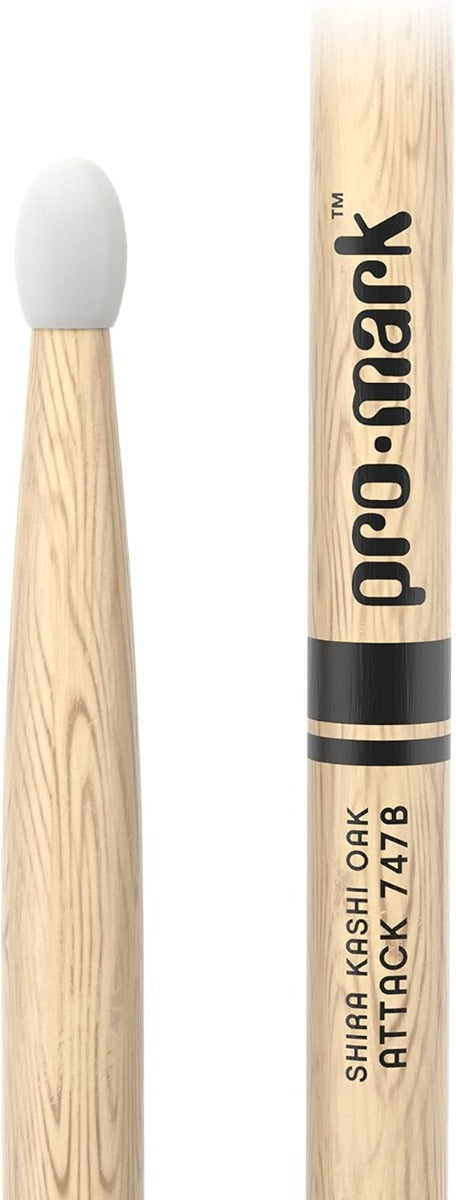 ProMark Attack 747B Lacquered Super Rock Shira Kashi Oak Nylon Tip Drumsticks