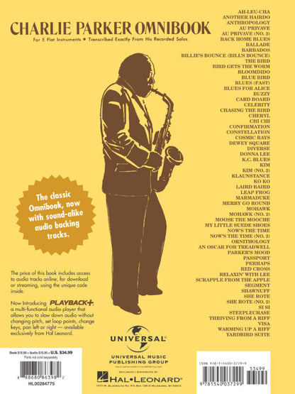 Charlie Parker Omnibook Volume 1 E Flat Instruments Edition Bk/Ola