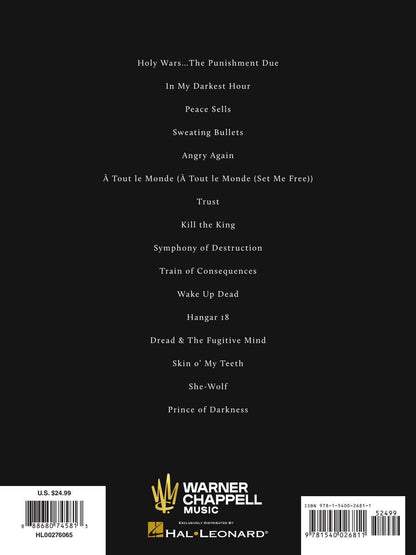 Megadeth Greatest Hits Back To The Start Guitar Tab RV