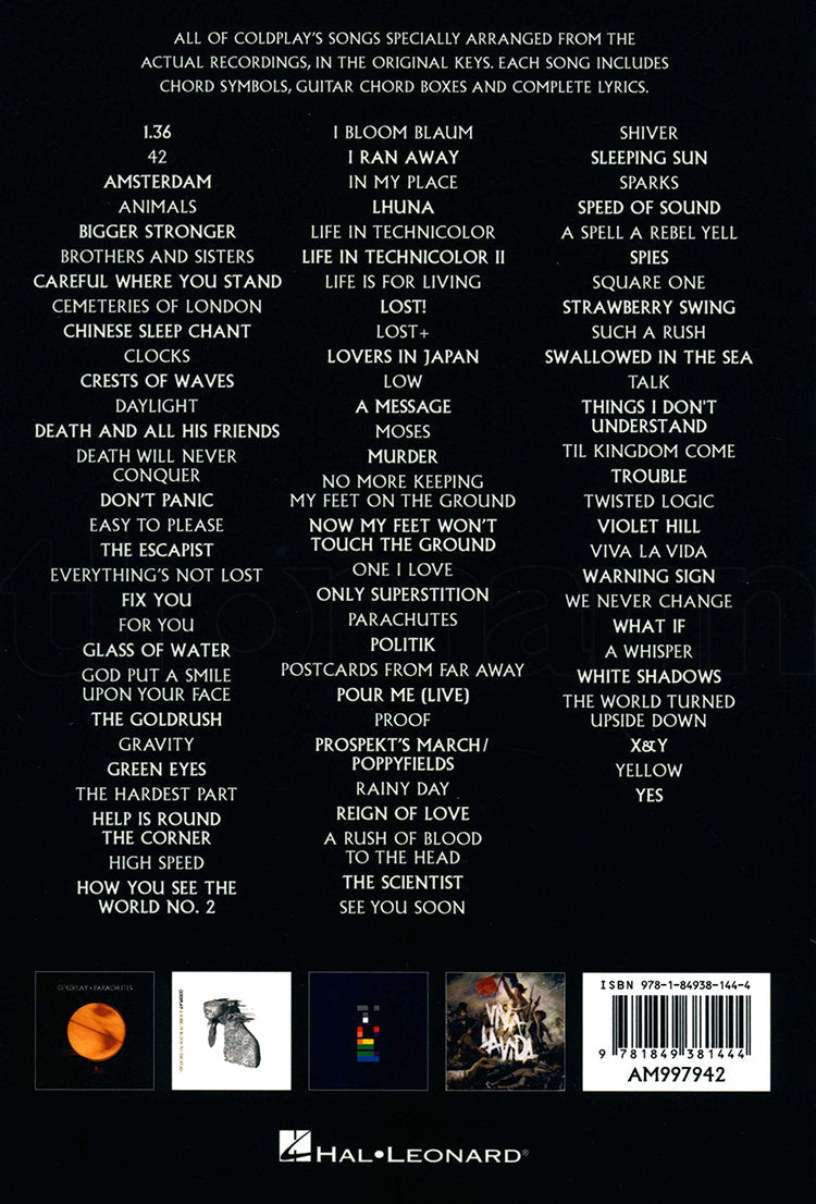Coldplay Complete Chord Songbook