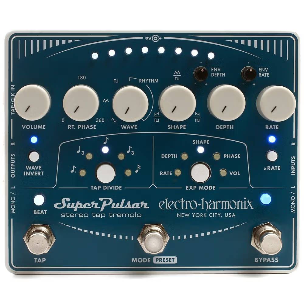 Electro Harmonix Super Pulsar Stereo Tap Tremolo Pedal
