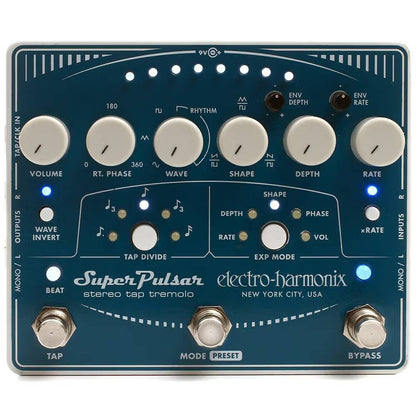 Electro Harmonix Super Pulsar Stereo Tap Tremolo Pedal