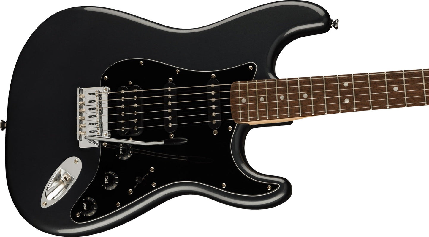 Squier Affinity Series Stratocaster HSS, Laurel Fingerboard Electric Guitar Pack in Charcoal Frost Metallic