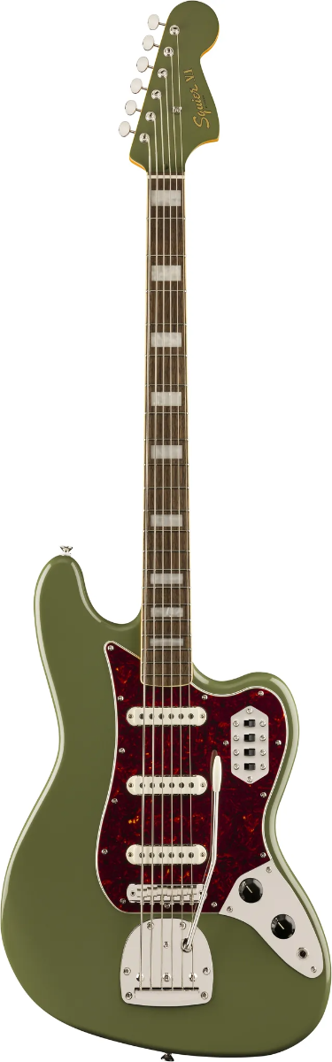 Squier FSR Classic Vibe Bass VI, Laurel Fingerboard, Tortoiseshell Pickguard, Matching Headstock in Antique Olive