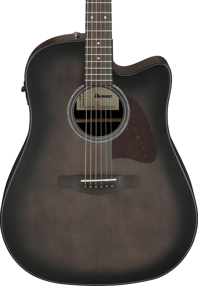 Ibanez AAD70CE Acoustic Guitar in Transparent Charcoal Burst Low Gloss Top, Natural Open Pore Back and sSdes
