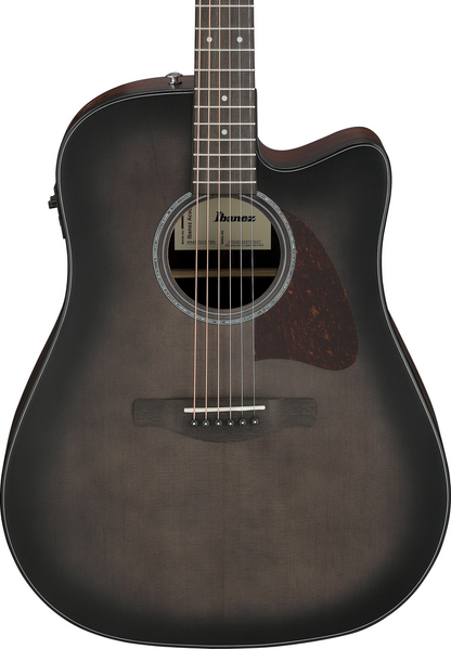 Ibanez AAD70CE Acoustic Guitar in Transparent Charcoal Burst Low Gloss Top, Natural Open Pore Back and sSdes