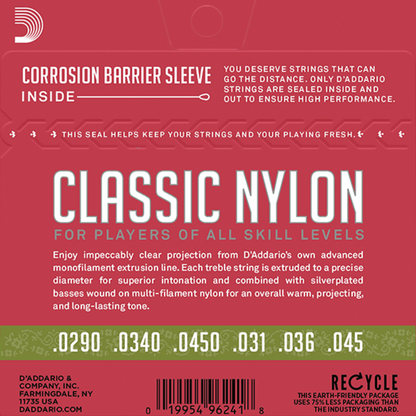 D'Addario EJ27N 1/2 Student Nylon Fractional Classical Guitar Strings Normal Tension