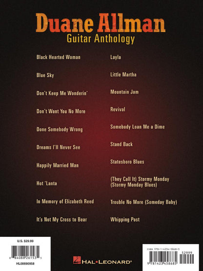 Duane Allman Guitar Anthology Recorded Version Guitar Tab