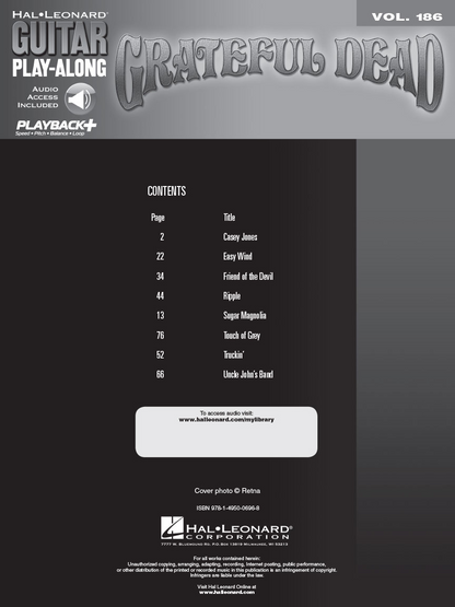 Grateful Dead Guitar Play Along Vol 186 Tab