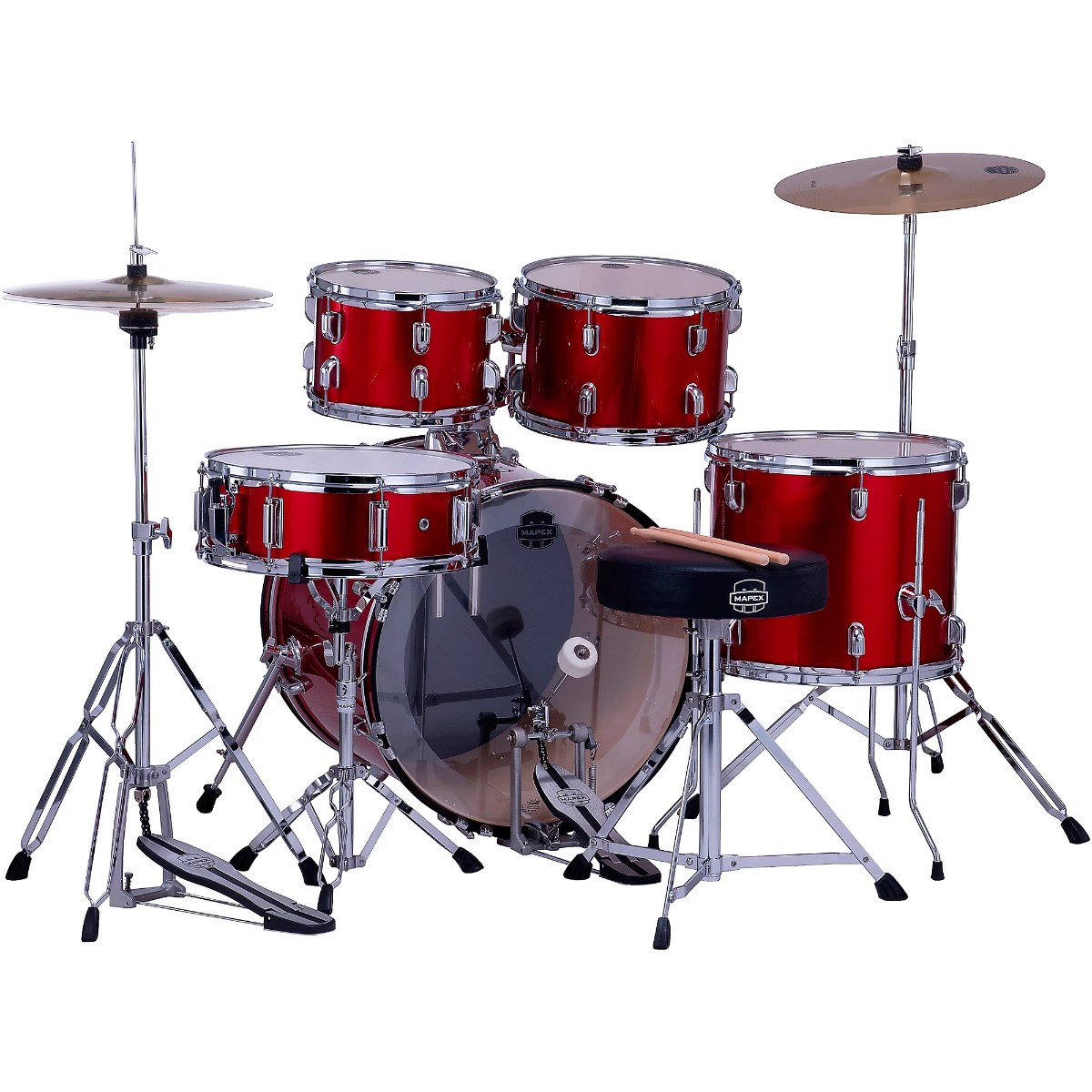 Mapex Comet 5-Piece Rock Drum Kit (22" Bass Drum) w/Cymbals and Hardware in Infra Red