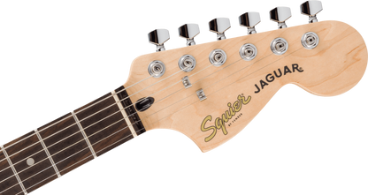Squier FSR Affinity Series Jaguar, Laurel Fingerboard, White Pickguard in Mystic Surf Green