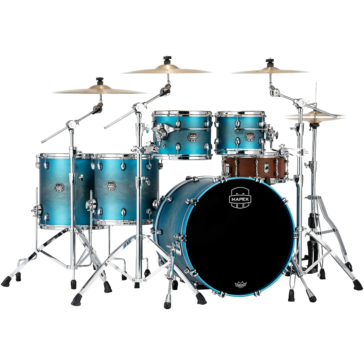 Mapex Saturn Evolution Workhorse 5-Piece Shell Pack in Exotic Azure Burst Lacquer