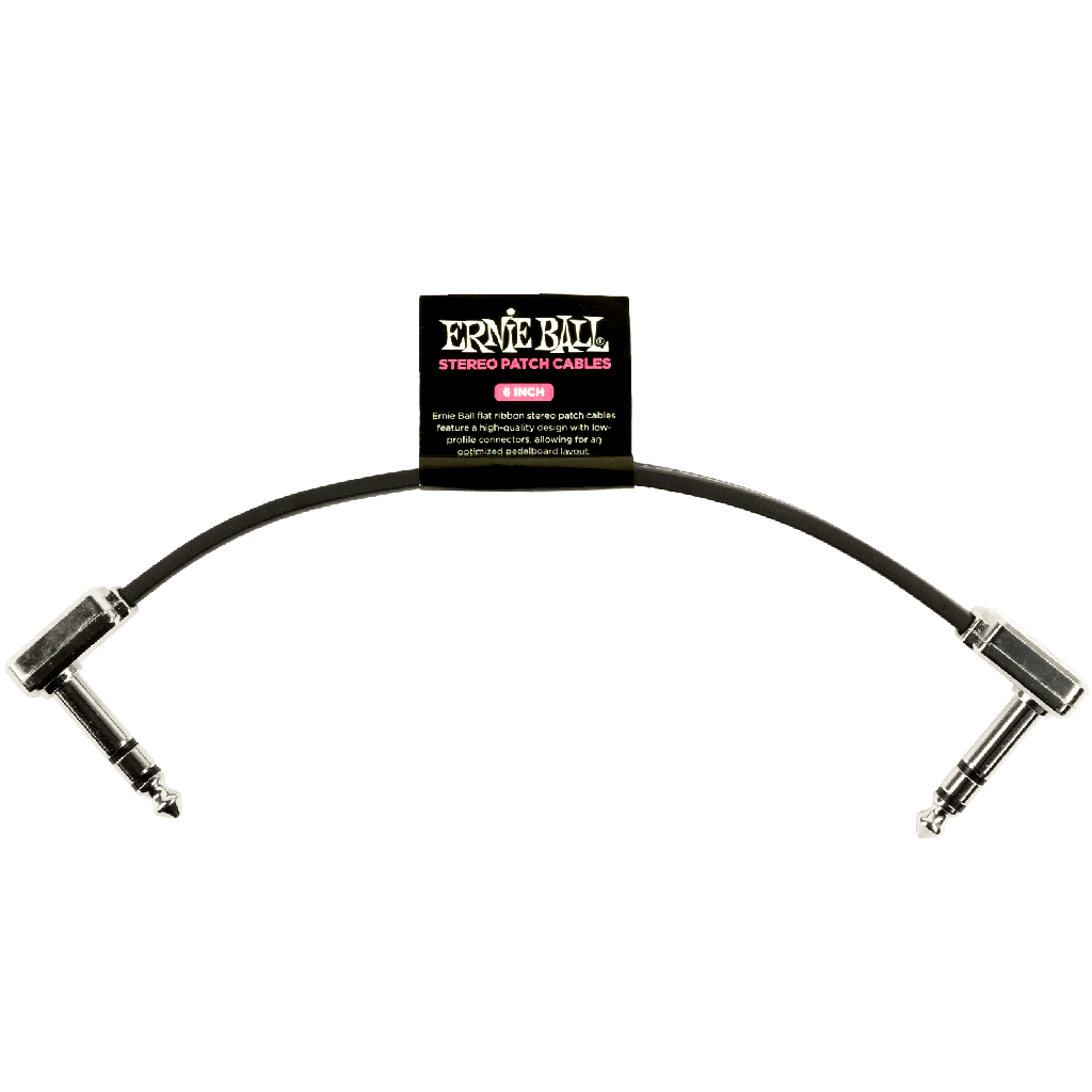 Ernie Ball 6" Flat Ribbon Stereo Patch Cable in Black