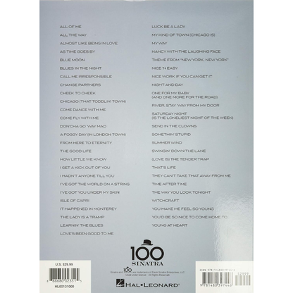 Frank Sinatra Centennial Songbook Original Keys for Singers