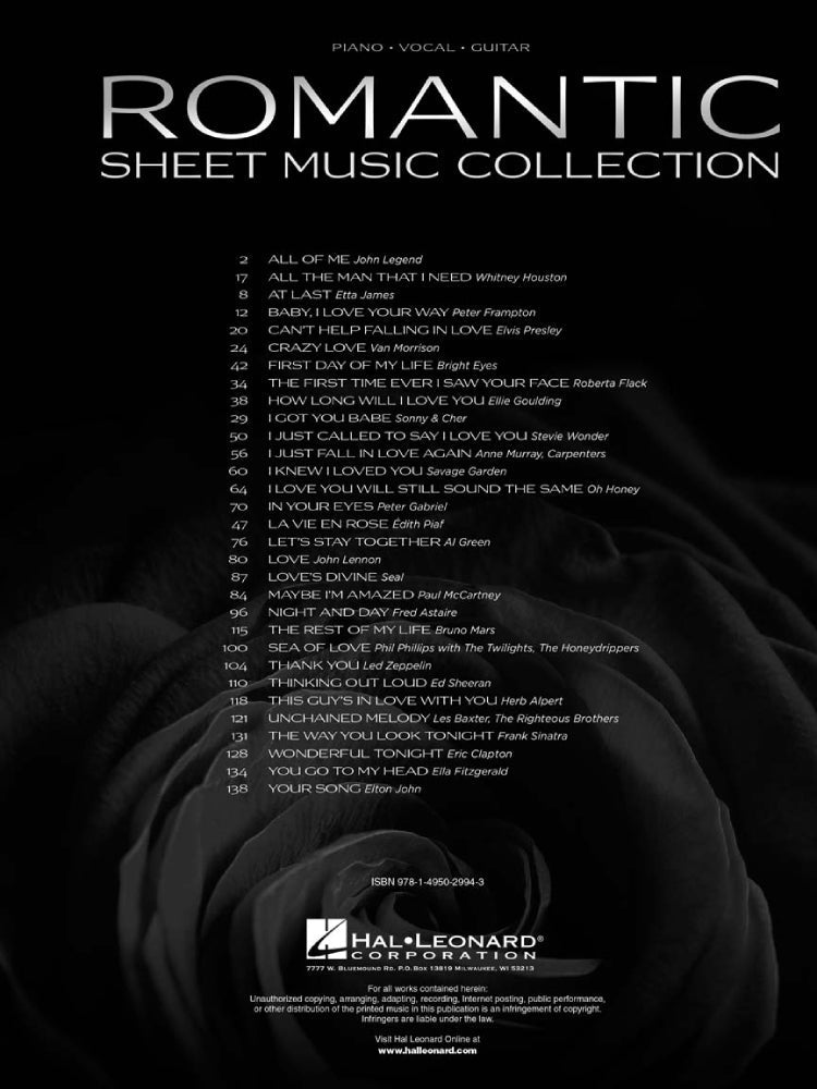 Romantic Sheet Music Collection PVG