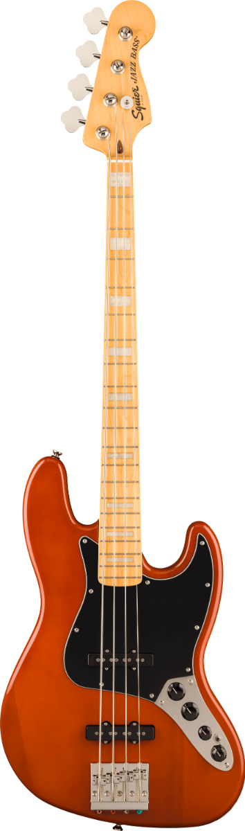 Squier Classic Vibe Active '70s Jazz Bass Guitar, Maple Fingerboard in Mocha