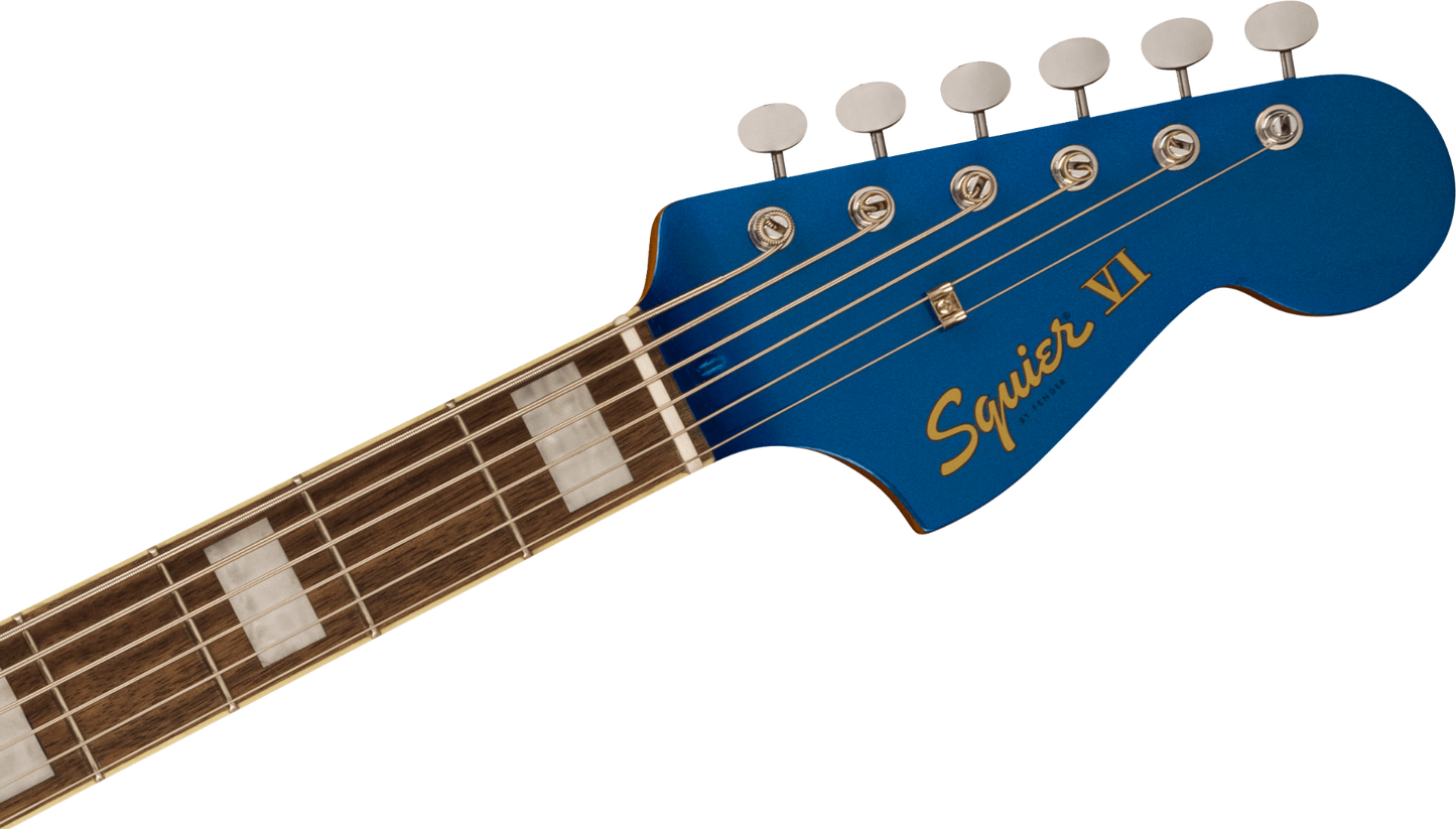 Squier FSR Classic Vibe Bass VI, Laurel Fingerboard, Parchment Pickguard, Matching Headstock in Lake Placid Blue