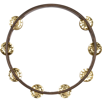 Meinl Percussion TA2VWB Traditional Wood Series Tambourine Dual Row Hammered Brass Jingles 10"