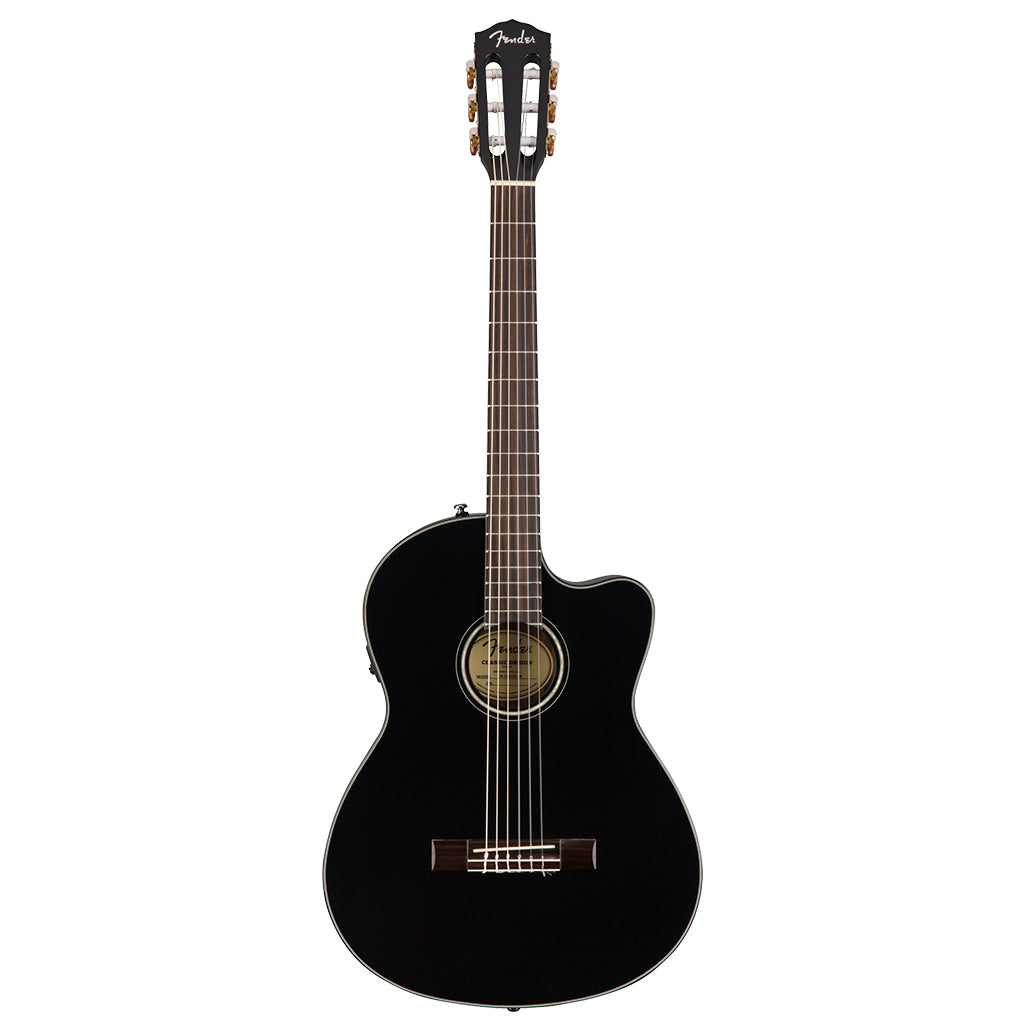 Fender CN140SCE Nylon Thinline, Walnut Fingerboard in Black
