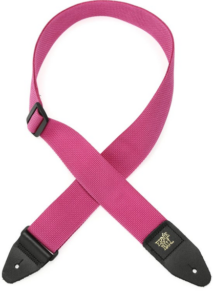 Ernie Ball Polypro Guitar Or Bass Strap in Raspberry & Black