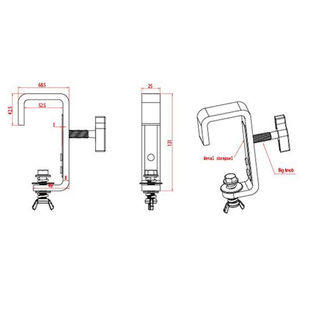 Event Lighting CLAMPG50 Steel Hook Clamp Suits 35-51mm in Black