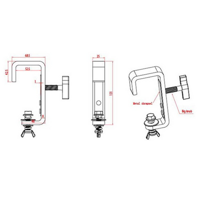 Event Lighting CLAMPG50 Steel Hook Clamp Suits 35-51mm in Black