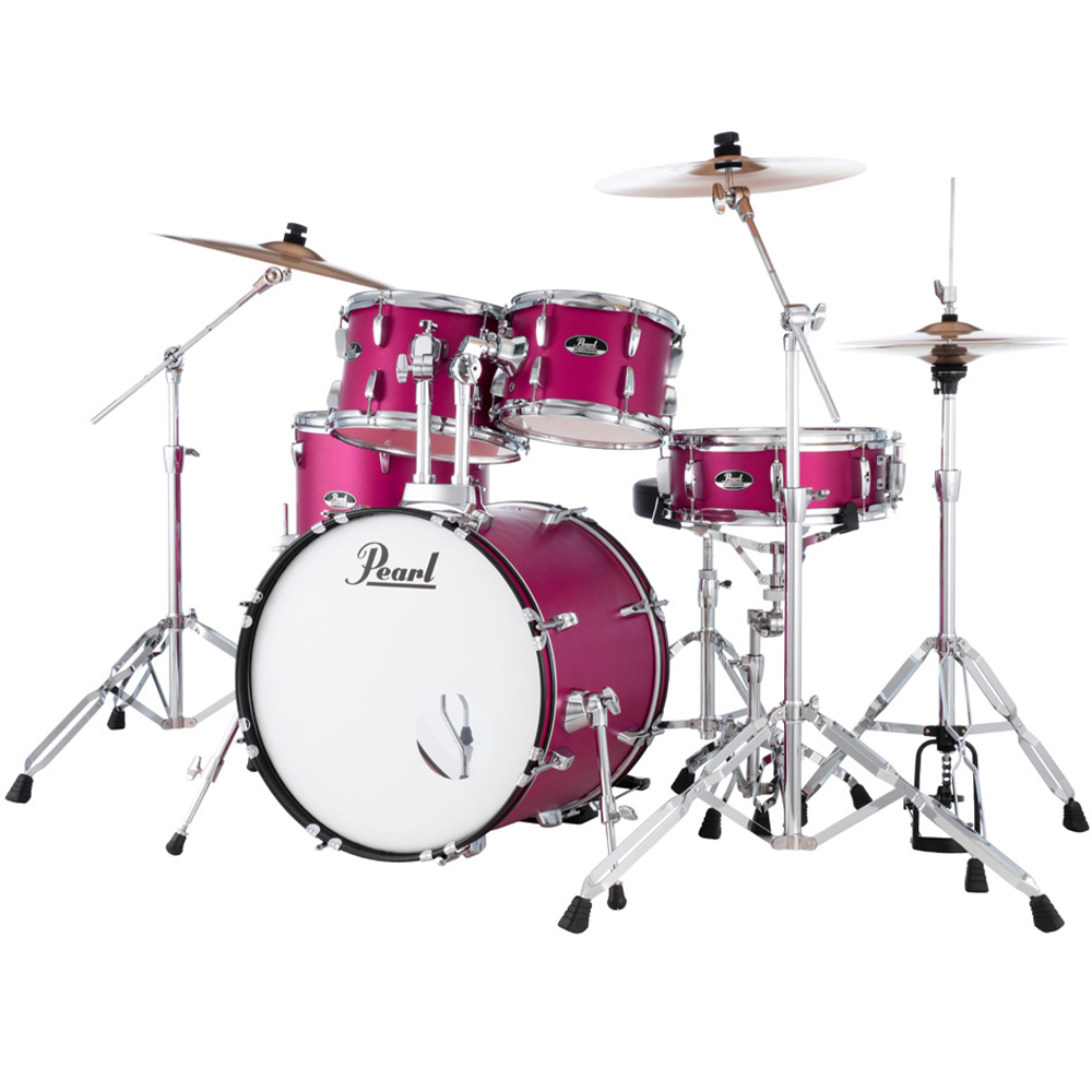 Pearl Roadshow-Plus 5-Piece Drum Kit with Cymbal Pack in Pink Metallic