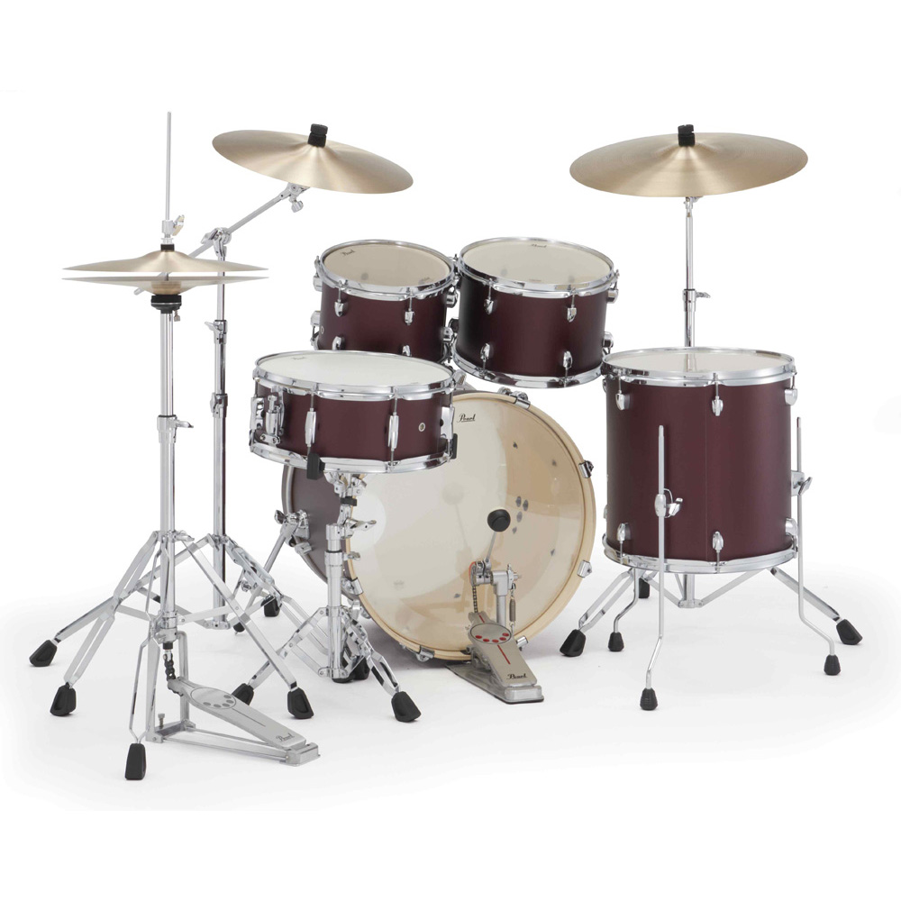 Pearl Export Plus 5-Piece Fusion Kit Drum Kit with Cymbal Pack in Satin Scarlet