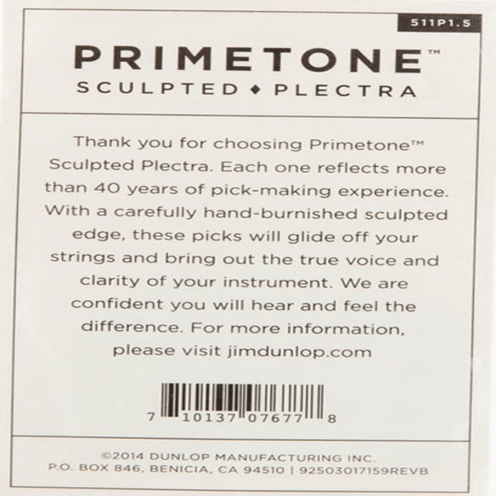 Jim Dunlop 1.5MM Primetone Standard Smooth Picks 3 Pack