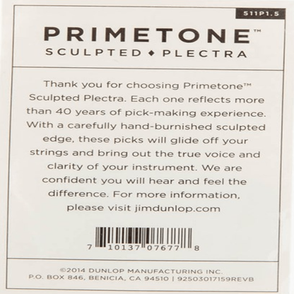 Jim Dunlop 1.5MM Primetone Standard Smooth Picks 3 Pack