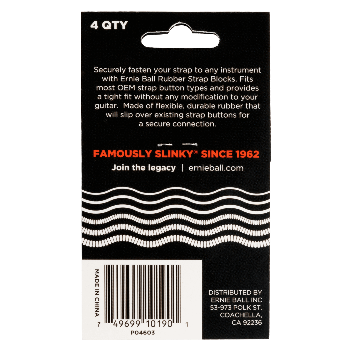 Ernie Ball Strap Blocks 4-Pack in Black and Red
