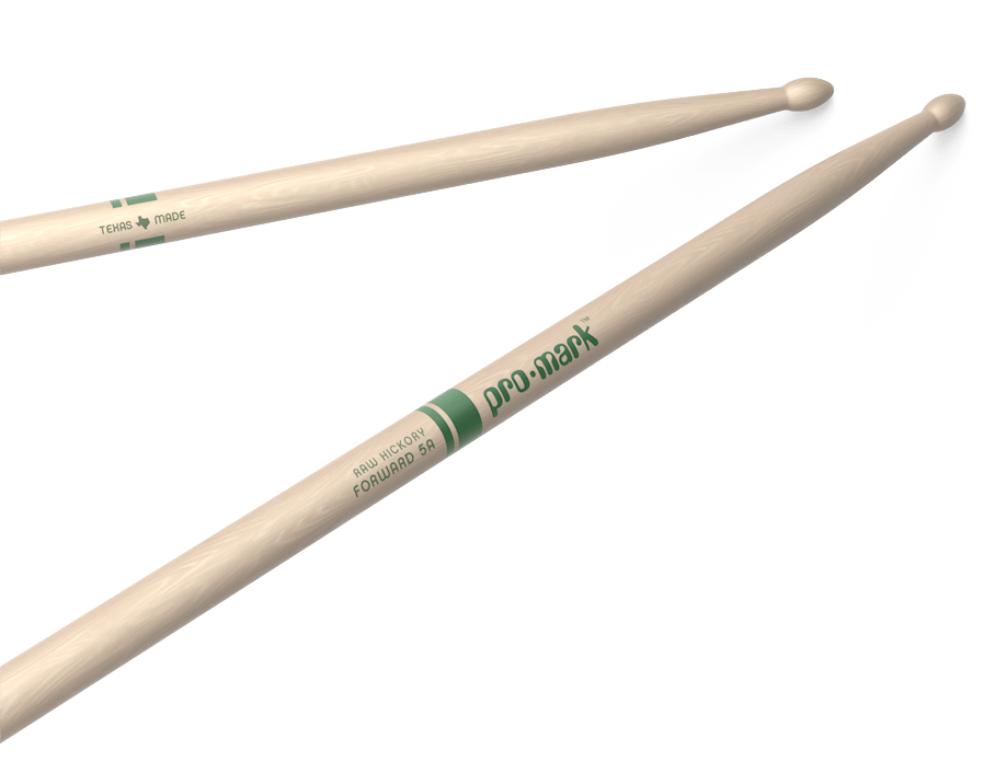 Promark Forward 5A Raw Hickory Wood Tip Natural Drumsticks