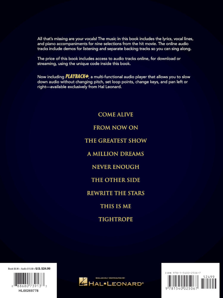 The Greatest Showman Music Minus One Vocal Softcover BK/OLA