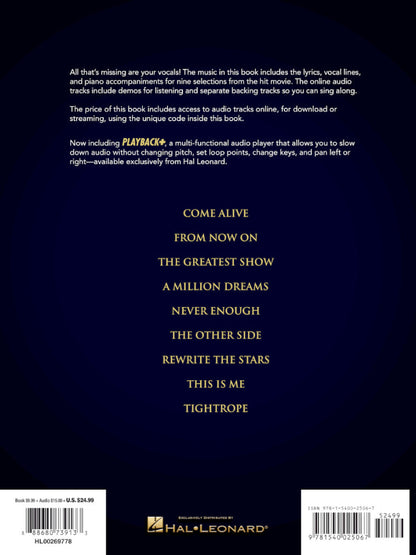 The Greatest Showman Music Minus One Vocal Softcover BK/OLA
