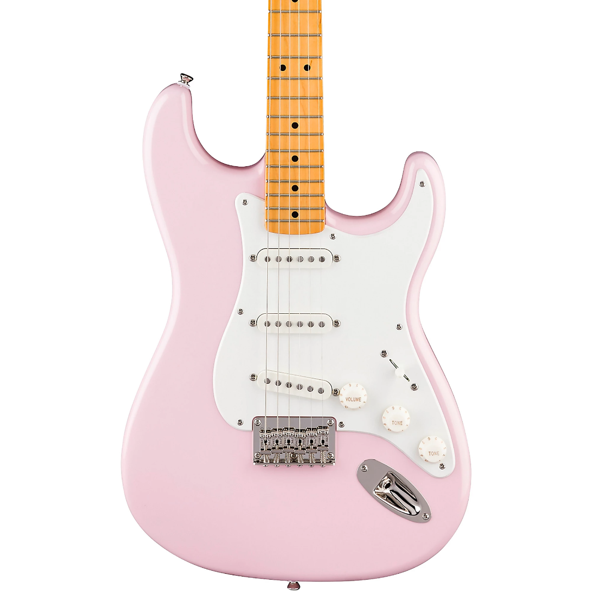 Squier Classic Vibe '50s Stratocaster HT Electric Guitar, Maple Fingerboard in Shell Pink