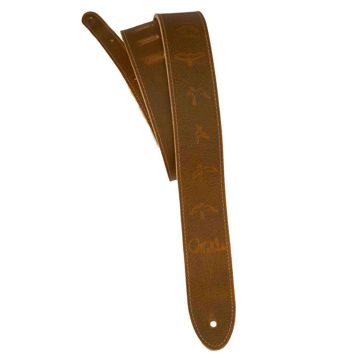 PRS Reversible Garment Leather/Suede Birds Guitar Strap in Tan