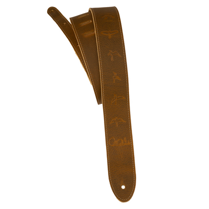 PRS Reversible Garment Leather/Suede Birds Guitar Strap in Tan