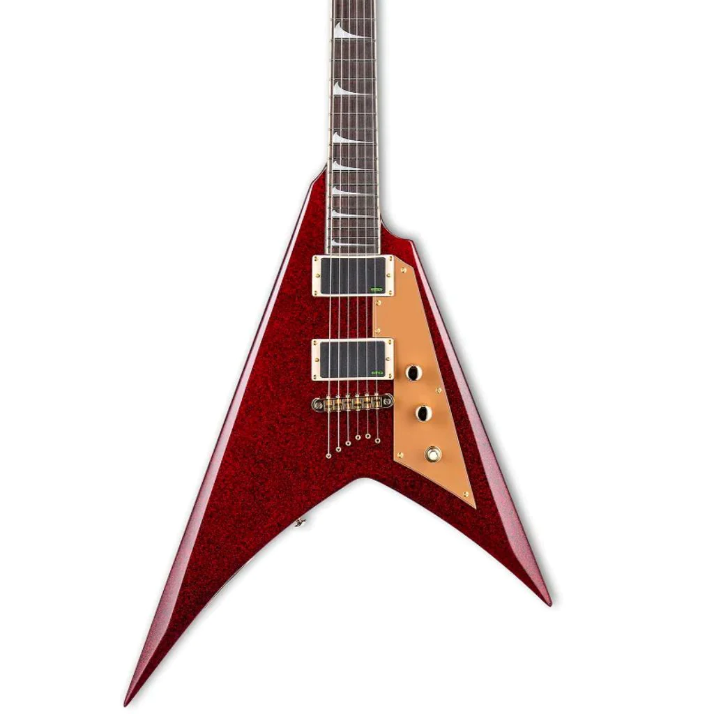 ESP LTD Kirk Hammett Signature V Electric Guitar in Red Sparkle